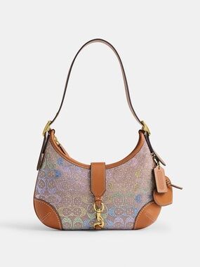 NWT Coach Hamptons Hobo Bag In Crystal Signature Jacquard